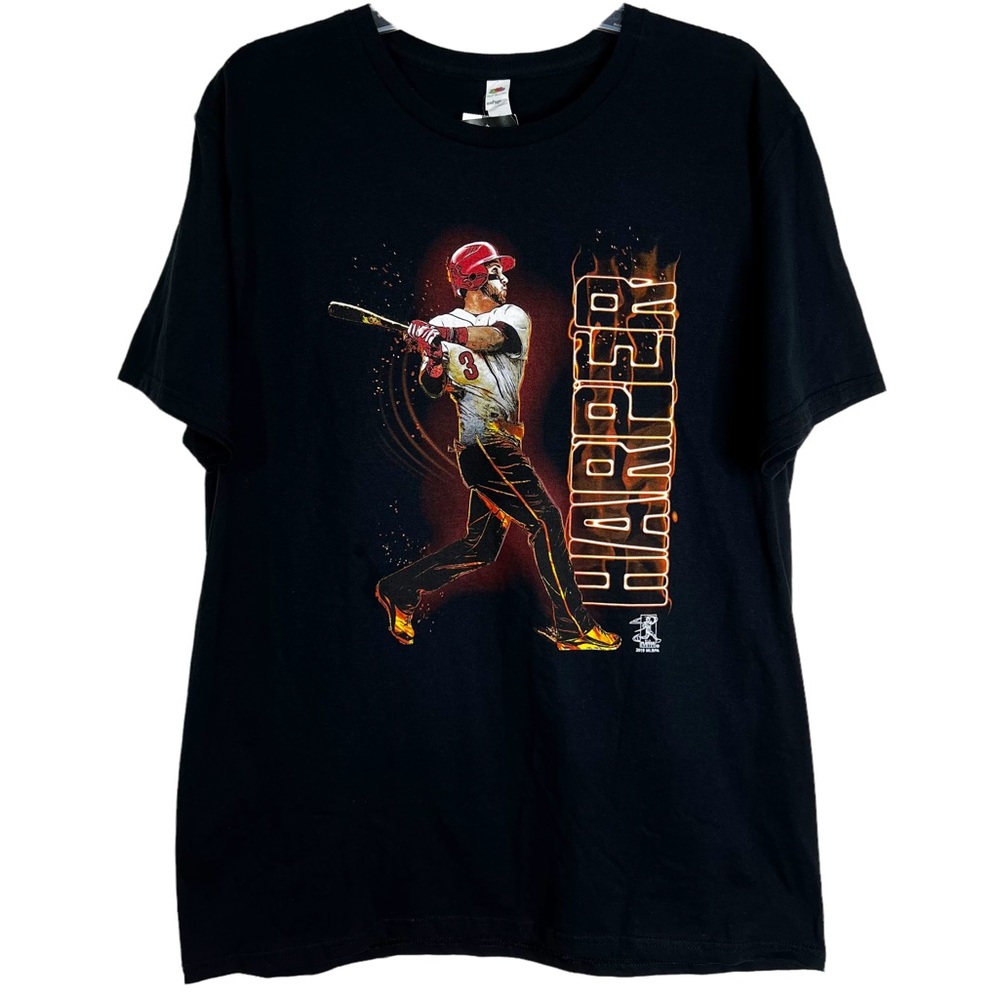 NWT Bryce Harper On Fire SS Crewneck Graphic {Fruit of the Loom} Tee Men’s Sz L